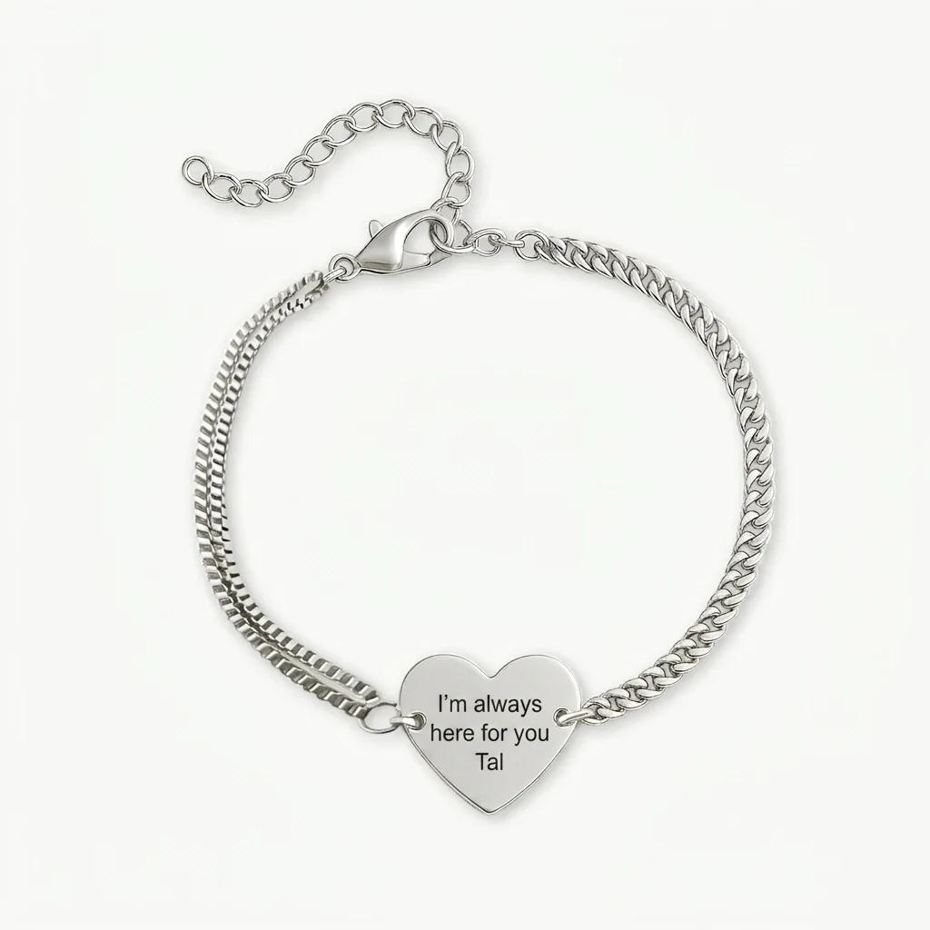 Delicate Heart Engraved Bracelet with Personal Dedication Engraving – Image 2