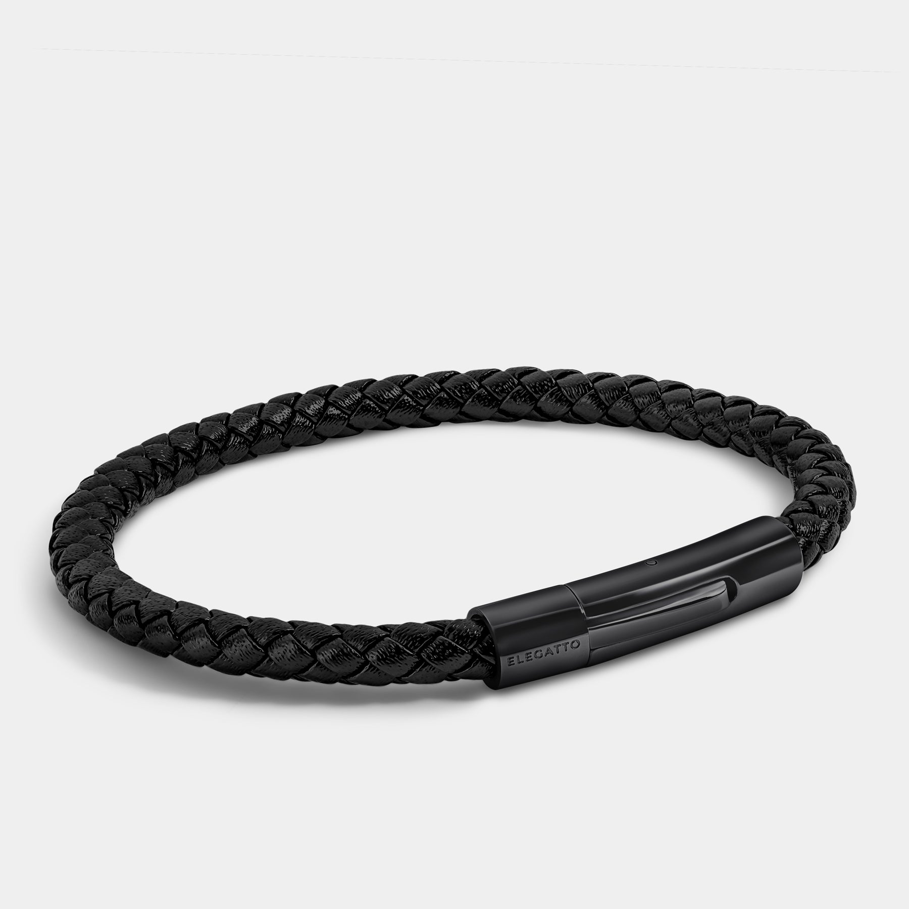 Double Braided Leather Bracelet — Black - Image 2