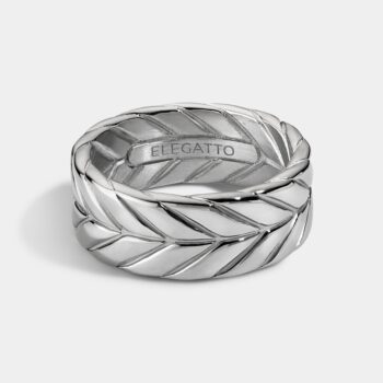 Feather Pattern Stainless Steel Ring