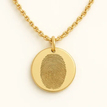 Round Pendant Necklace with Fingerprint Engraving