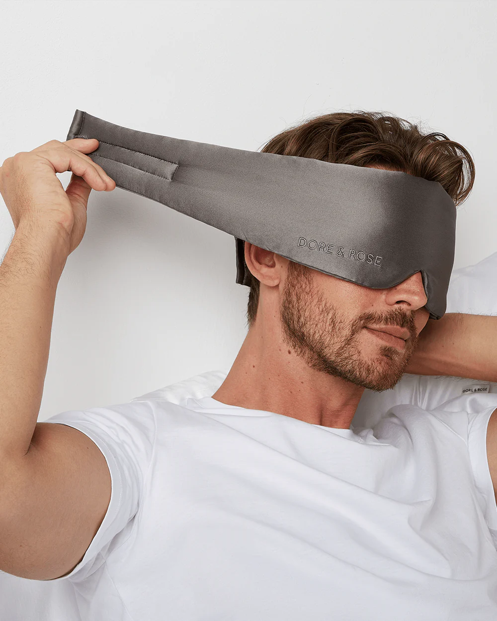 Dore & Rose Silk Sleep Eye Mask — Silver - Image 3