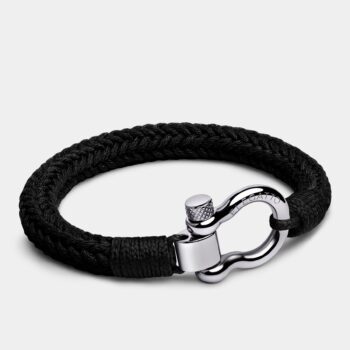 Horseshoe Shackle Nautical Rope Bracelet — Black