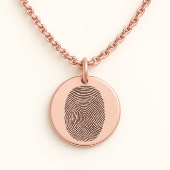 Round Pendant Necklace with Fingerprint Engraving