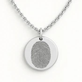 Round Pendant Necklace with Fingerprint Engraving
