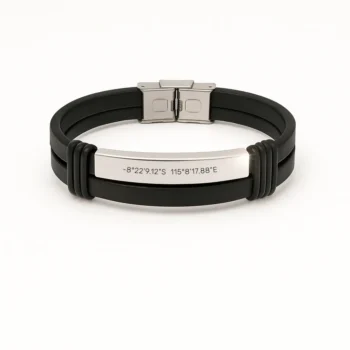 Men's Silver Bracelet — Luxury Gift with Your Place's Coordinates