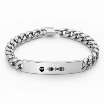 Men's Silver Bracelet with Spotify Engraving