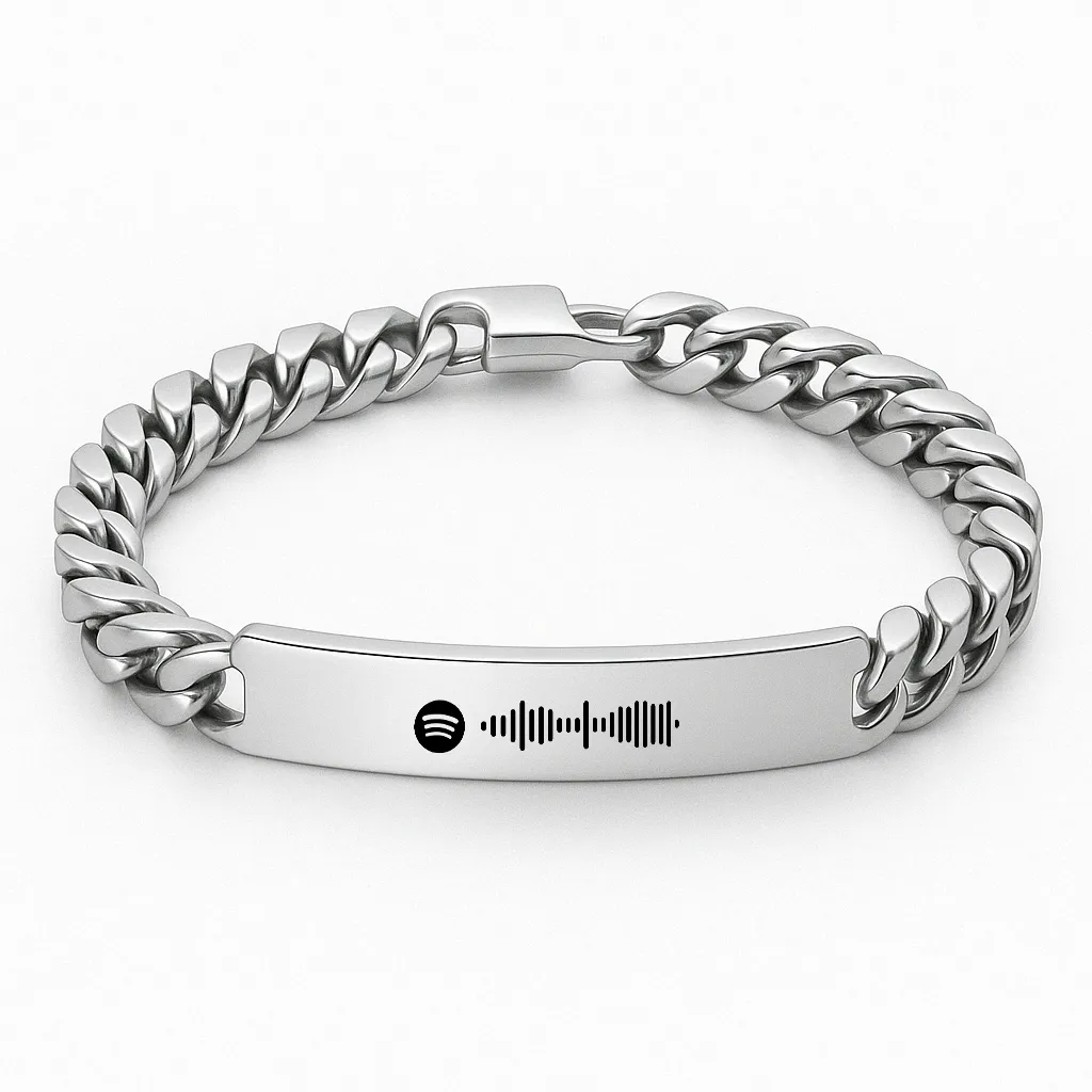 Men's Silver Bracelet with Spotify Engraving