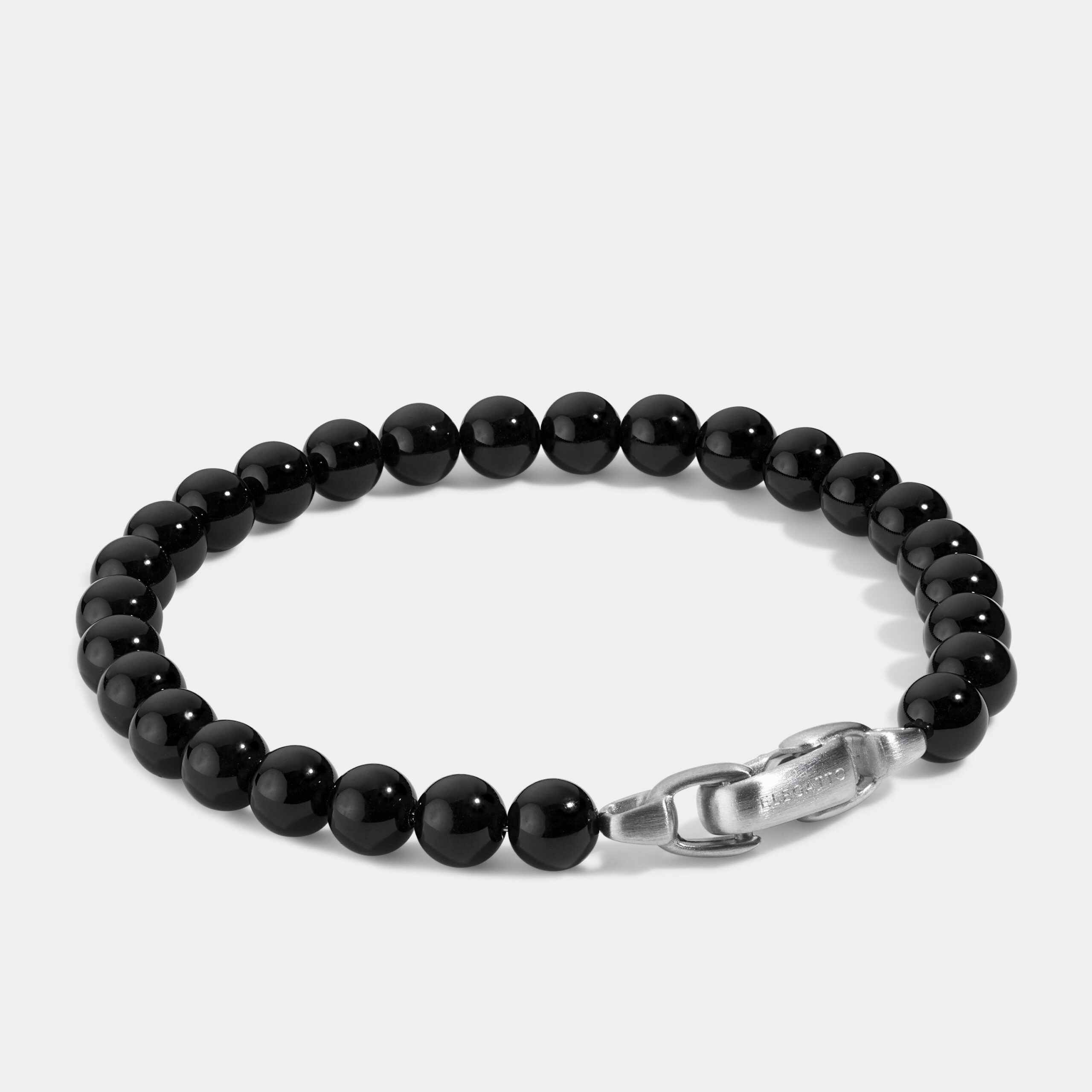 Beaded Stone Bracelet — Black Agate - immagine 2