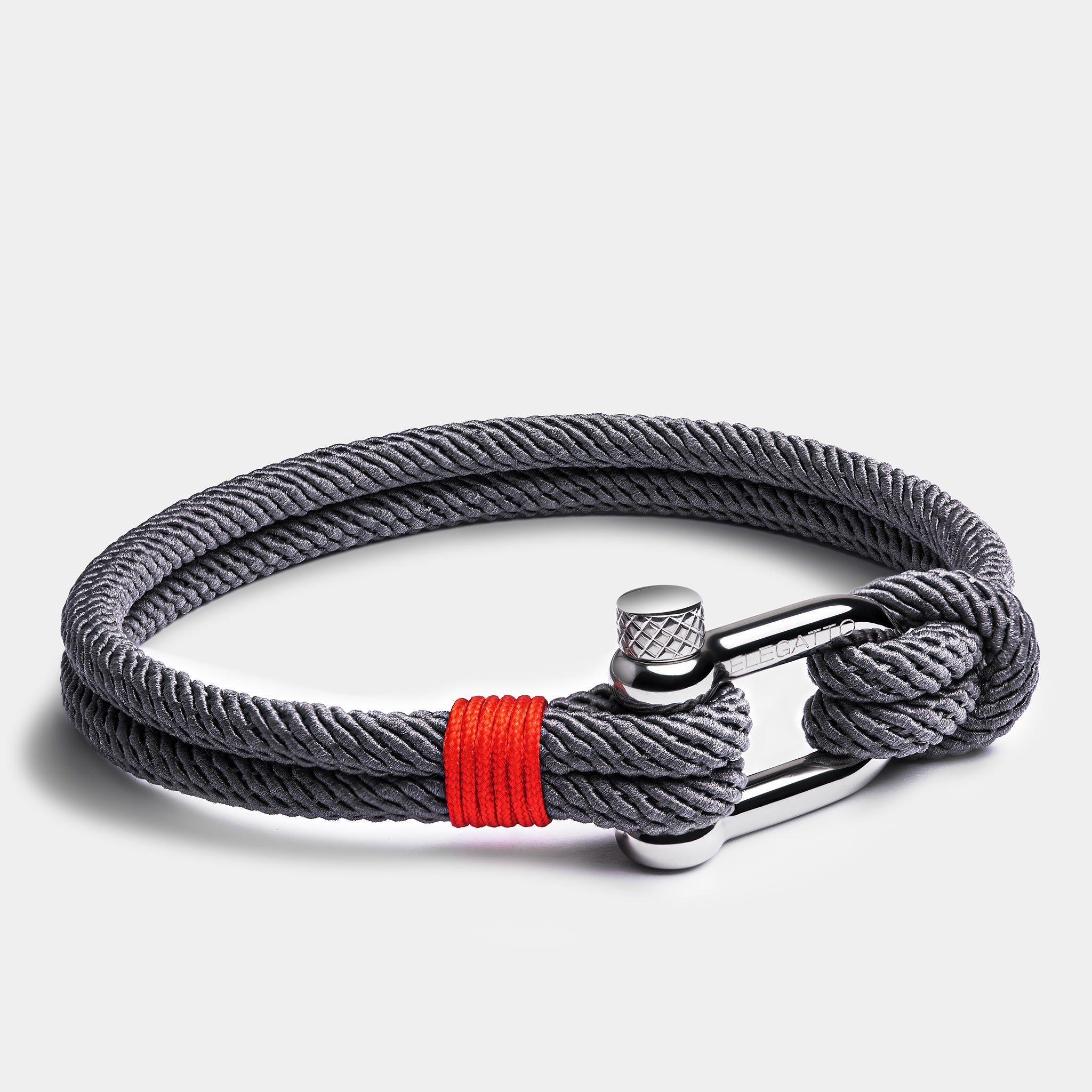 Screw Shackle Nautical Rope Bracelet — Gray - Image 2