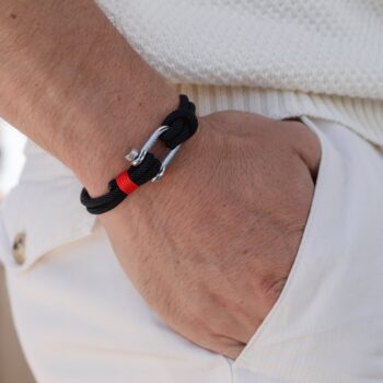 Nylon Cord Screw Shackle Nautical Rope Bracelet — Black