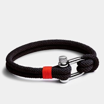 Nylon Cord Screw Shackle Nautical Rope Bracelet — Black