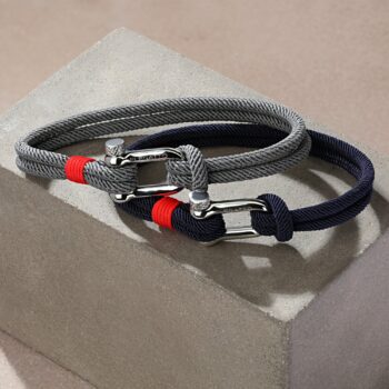Nylon Cord Screw Shackle Nautical Rope Bracelet — Navy