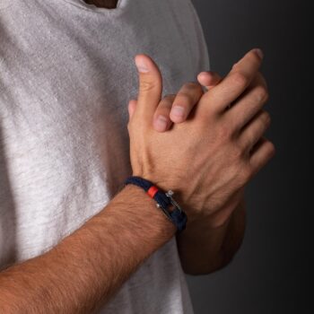 Nylon Cord Screw Shackle Nautical Rope Bracelet — Navy