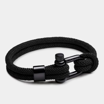 Waterproof Screw Shackle Nautical Rope Bracelet — Black