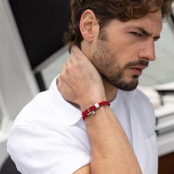 Screw Shackle Nautical Rope Bracelet — Red