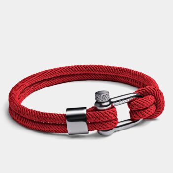 Screw Shackle Nautical Rope Bracelet — Red