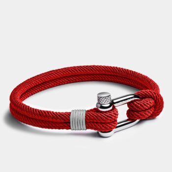 Horseshoe Shackle Nautical Rope Bracelet — Red