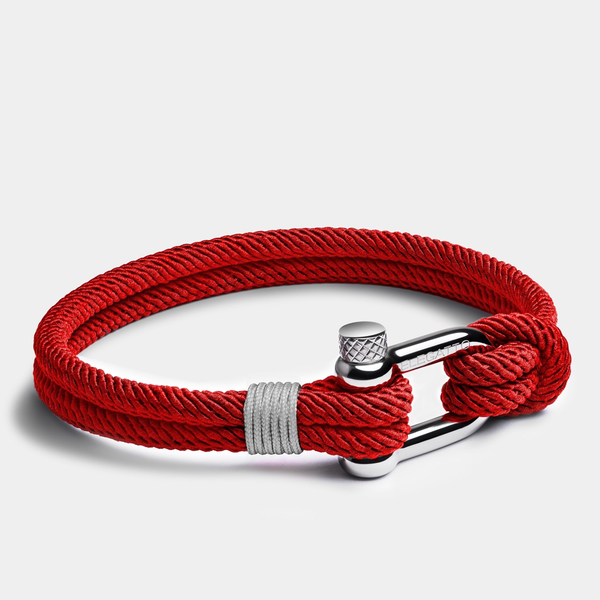 Horseshoe Shackle Nautical Rope Bracelet — Red - Image 2