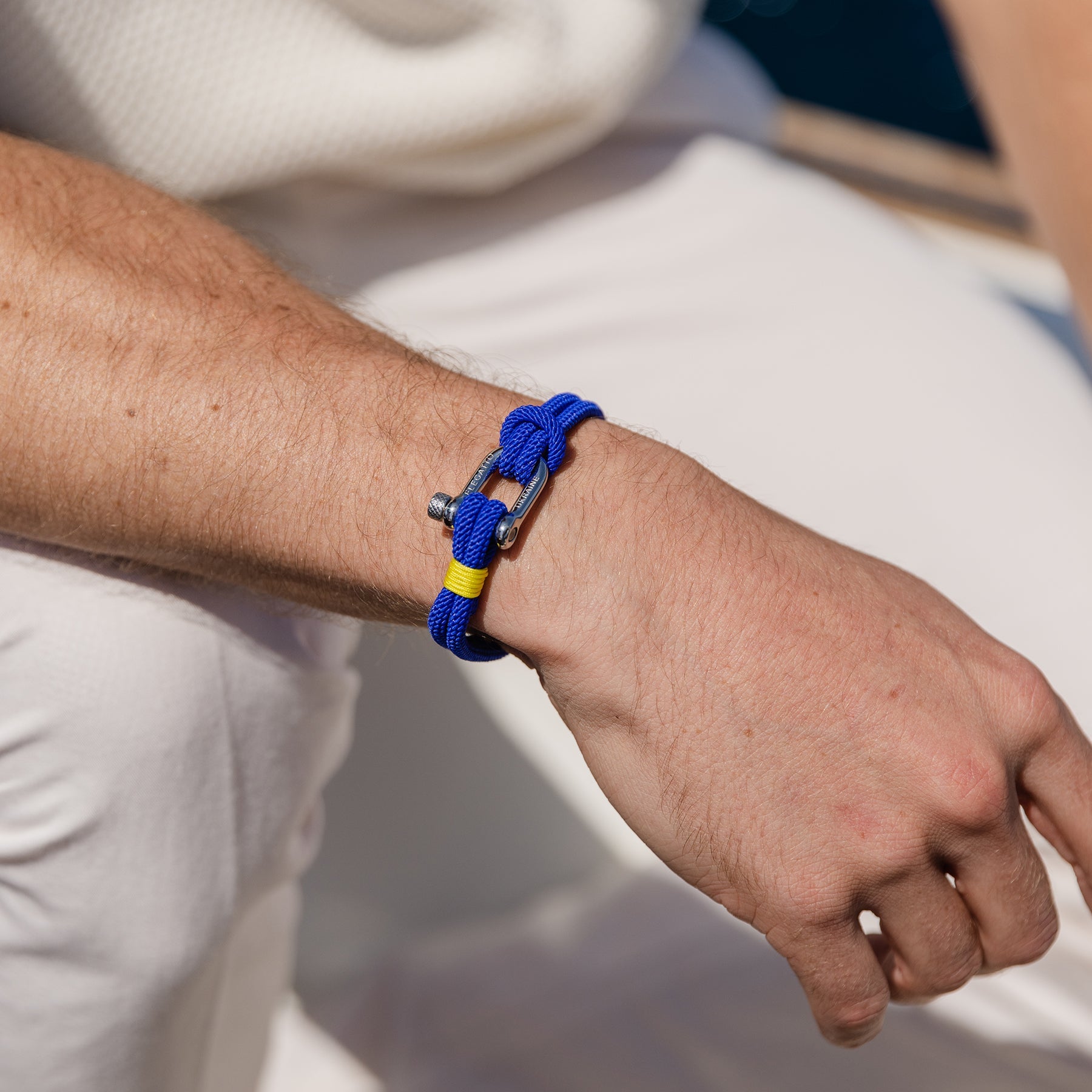 Screw Shackle Nautical Rope Bracelet — Blue - obrazek 4