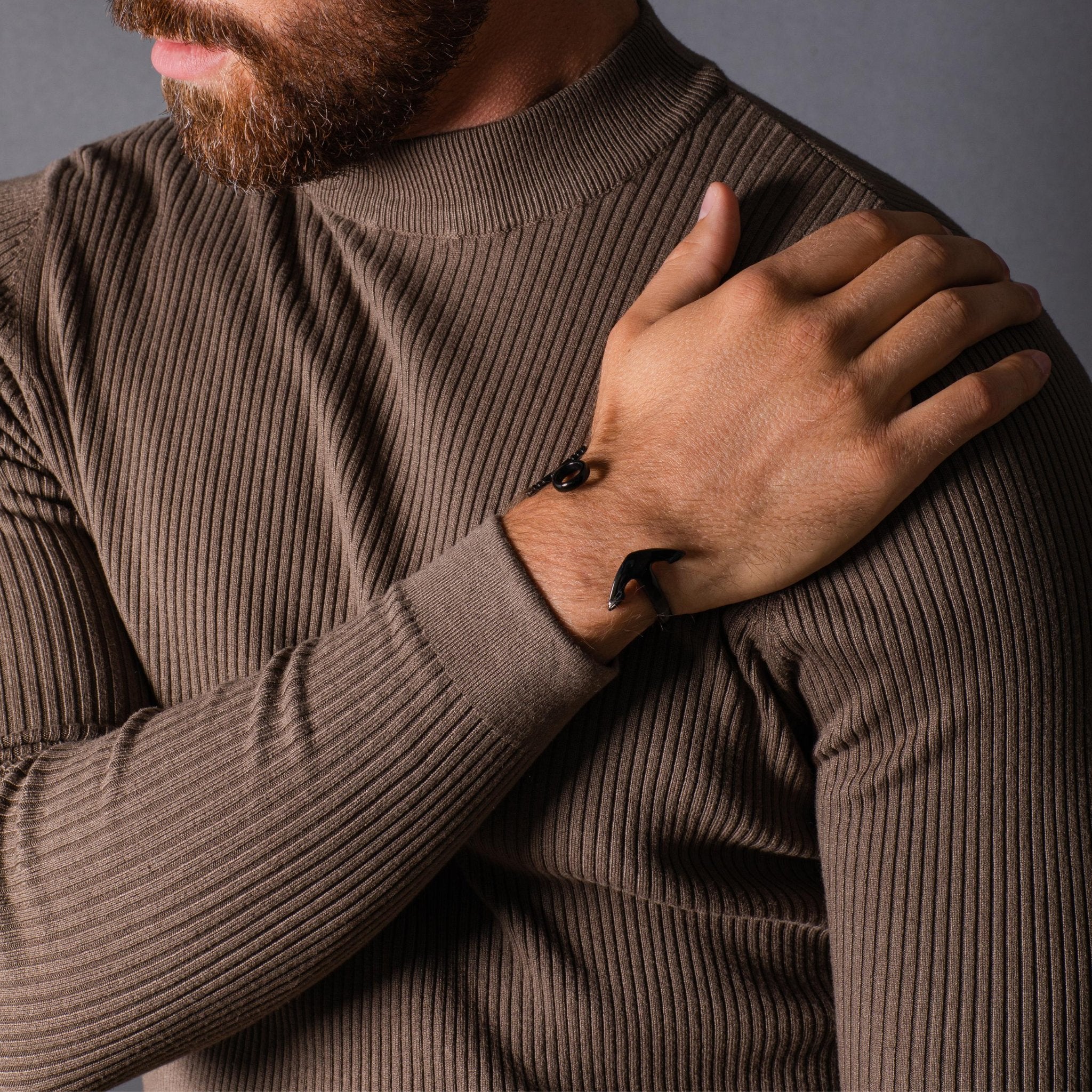 Polished Finish Steel Cuff Bracelet — Black - Image 2