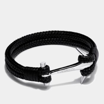 Double-Braided Anchor Clasp Braided Leather Bracelet