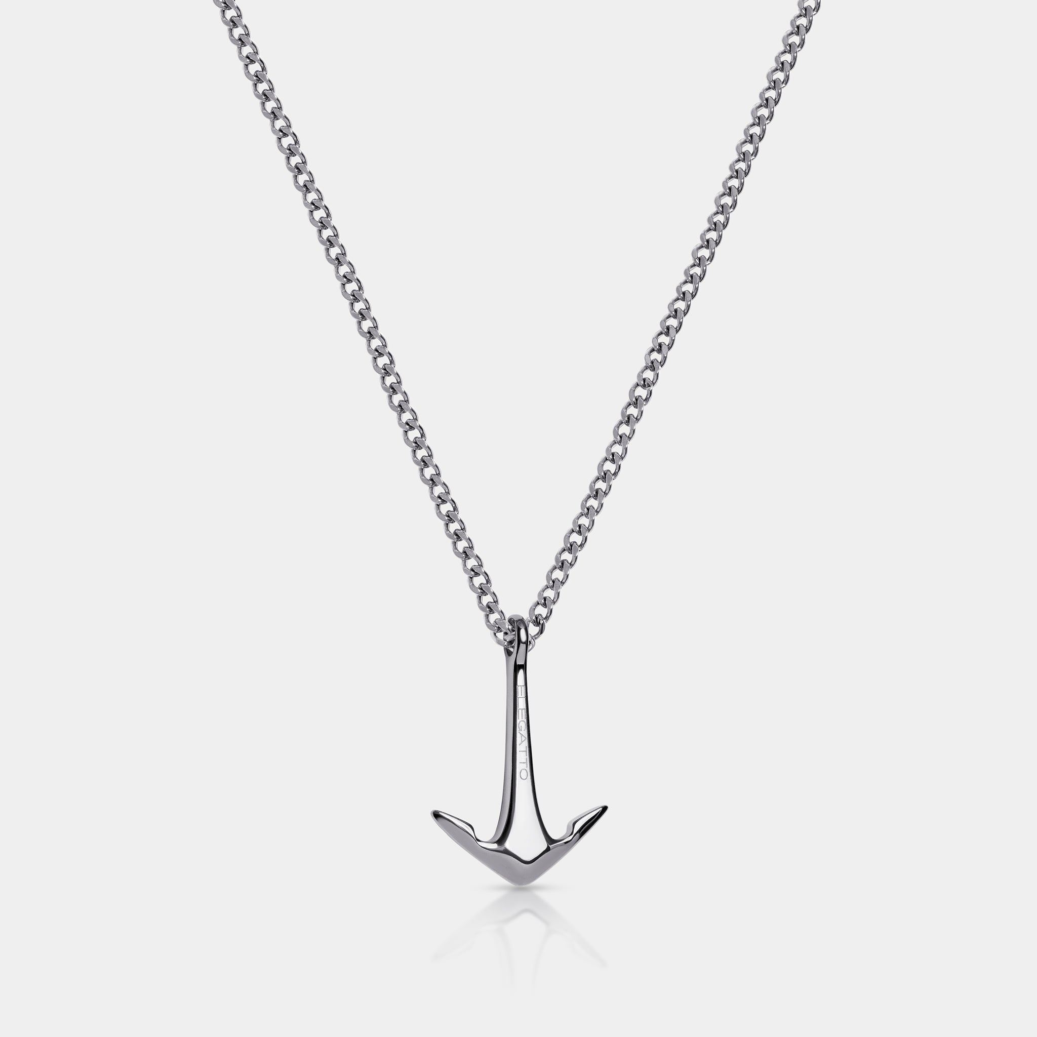Anchor Pendant Necklace — Silver - Image 2