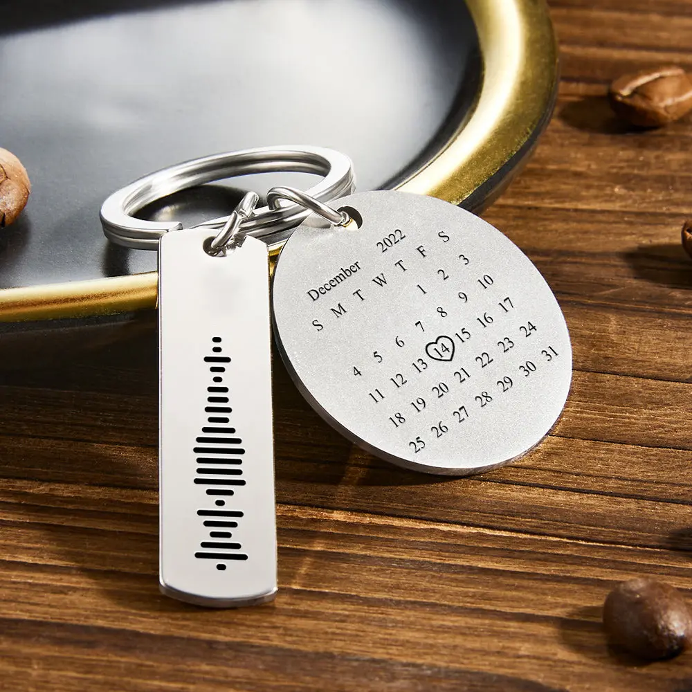 Large Keychain with Photo, Date & Scannable Spotify Code - Image 3