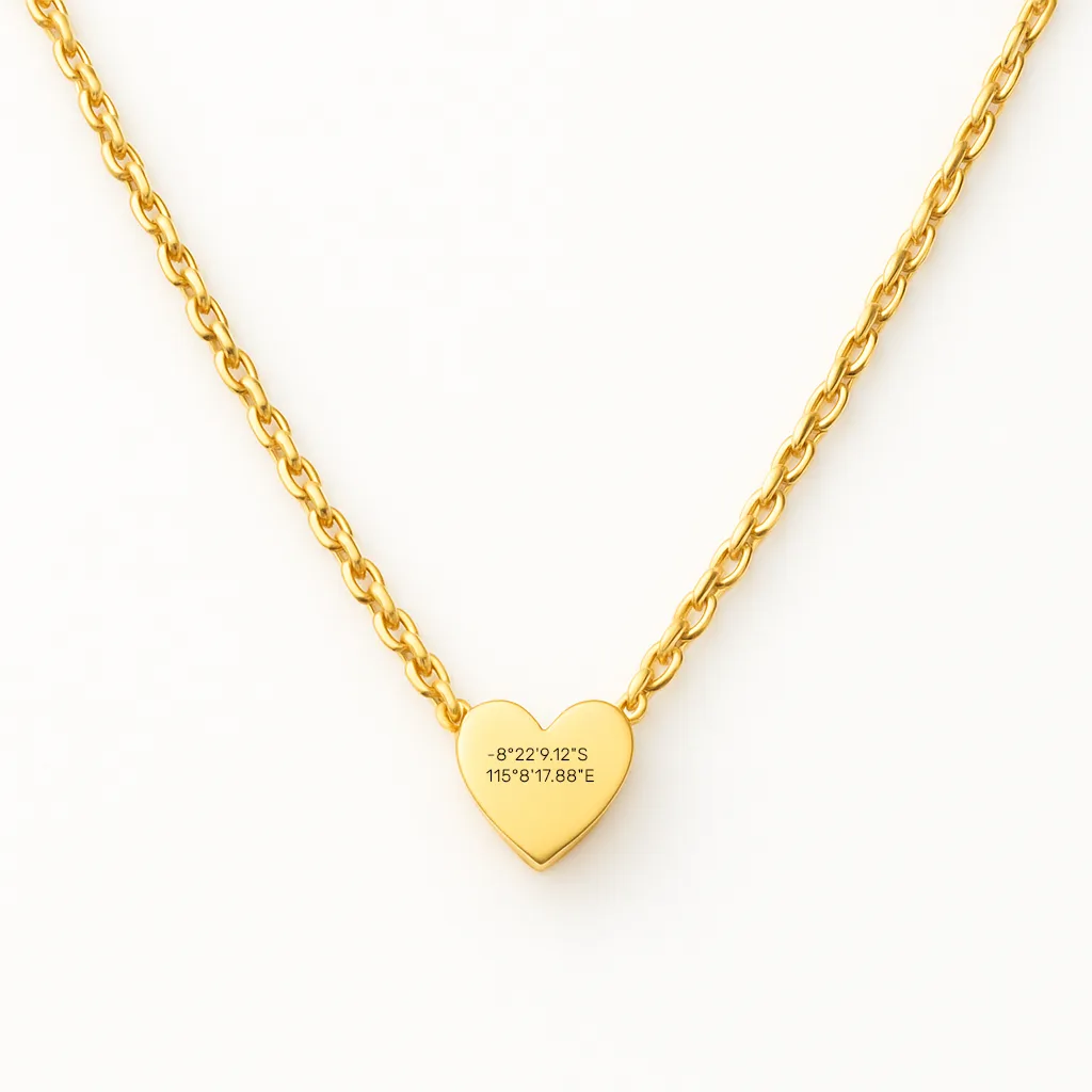 Delicate Heart Necklace with a Meaningful Place Engraved