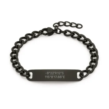 Luxury Men's Engraved Bracelet with Meaningful Location Engraving