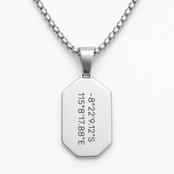 Luxury Stainless Steel Bar Necklace with Special Location Coordinates
