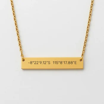 Silver Necklace with Coordinates of a Special Moment
