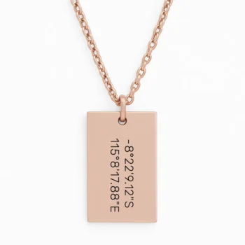 Luxury Stainless Steel Bar Necklace with a Meaningful Location