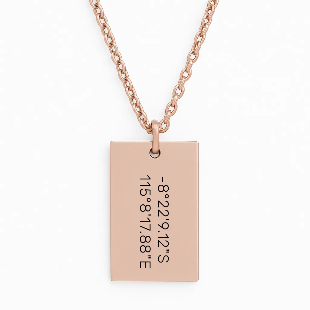 Luxury Stainless Steel Bar Necklace with a Meaningful Location - Image 3