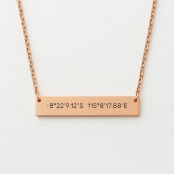 Silver Necklace with Coordinates of a Special Moment