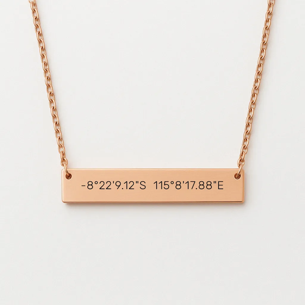 Silver Necklace with Coordinates of a Special Moment - Imagen 3