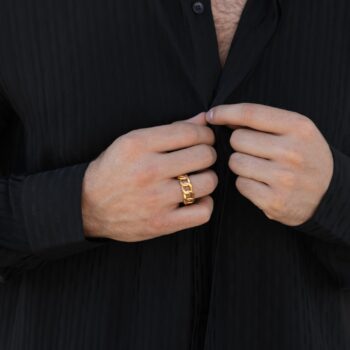 Brushed Cuban Link Ring — Gold