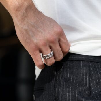 Brushed Cuban Link Ring — Silver