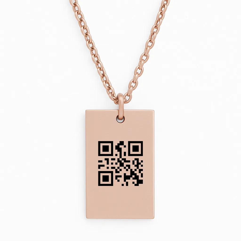 Luxury Stainless Steel Bar Necklace with Personal Barcode - الصورة 3