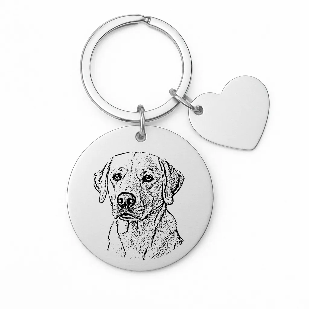 Keychain with Engraved Portrait of Your Pet