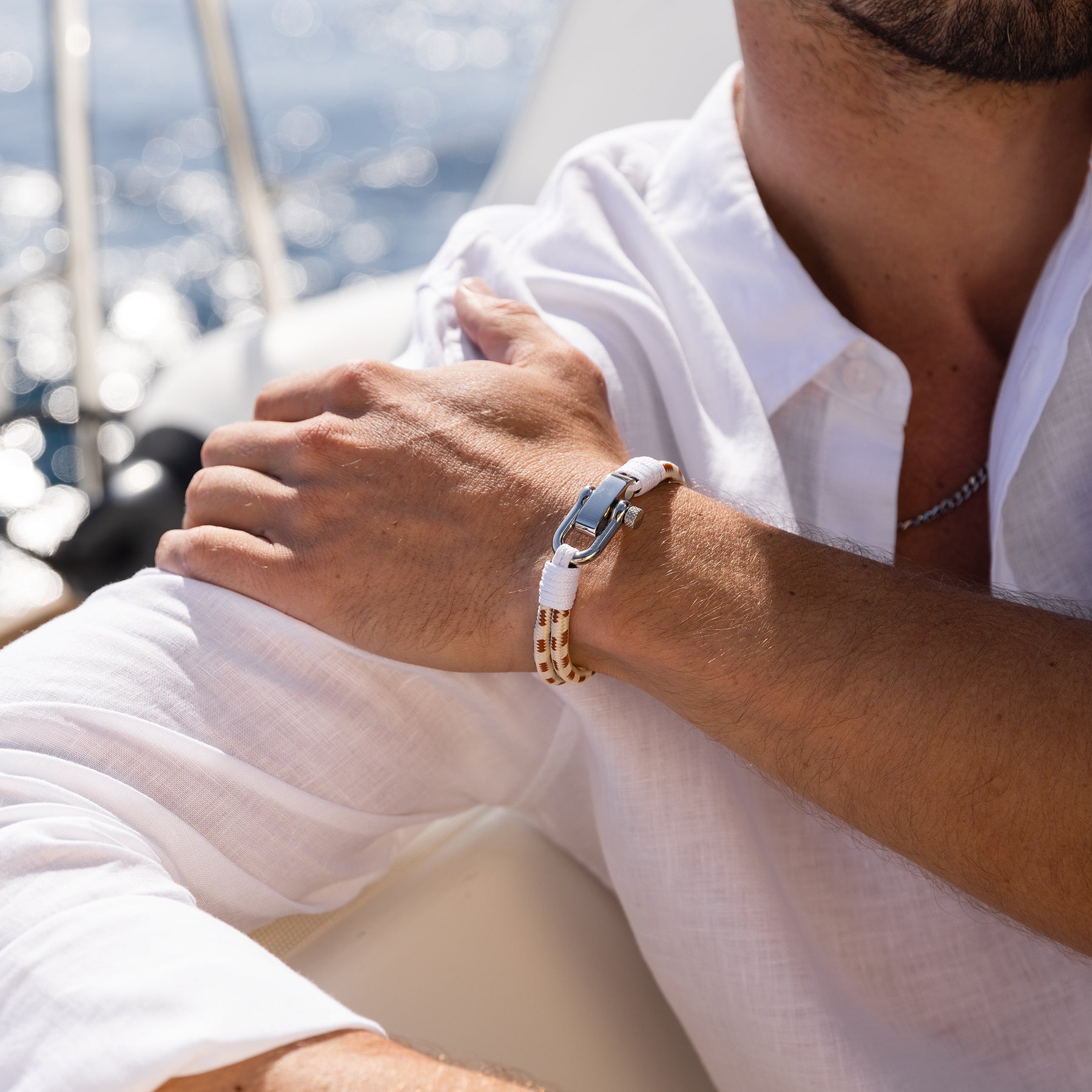 Double Wrap Nautical Rope Bracelet — Brown - Afbeelding 4
