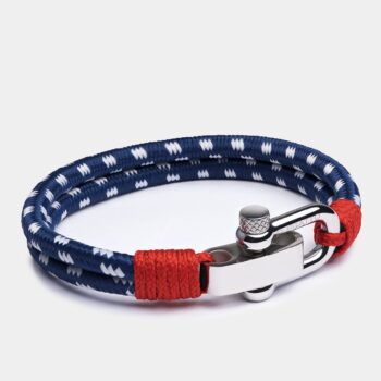 Tricolor Double Wrap Nautical Rope Bracelet — Navy