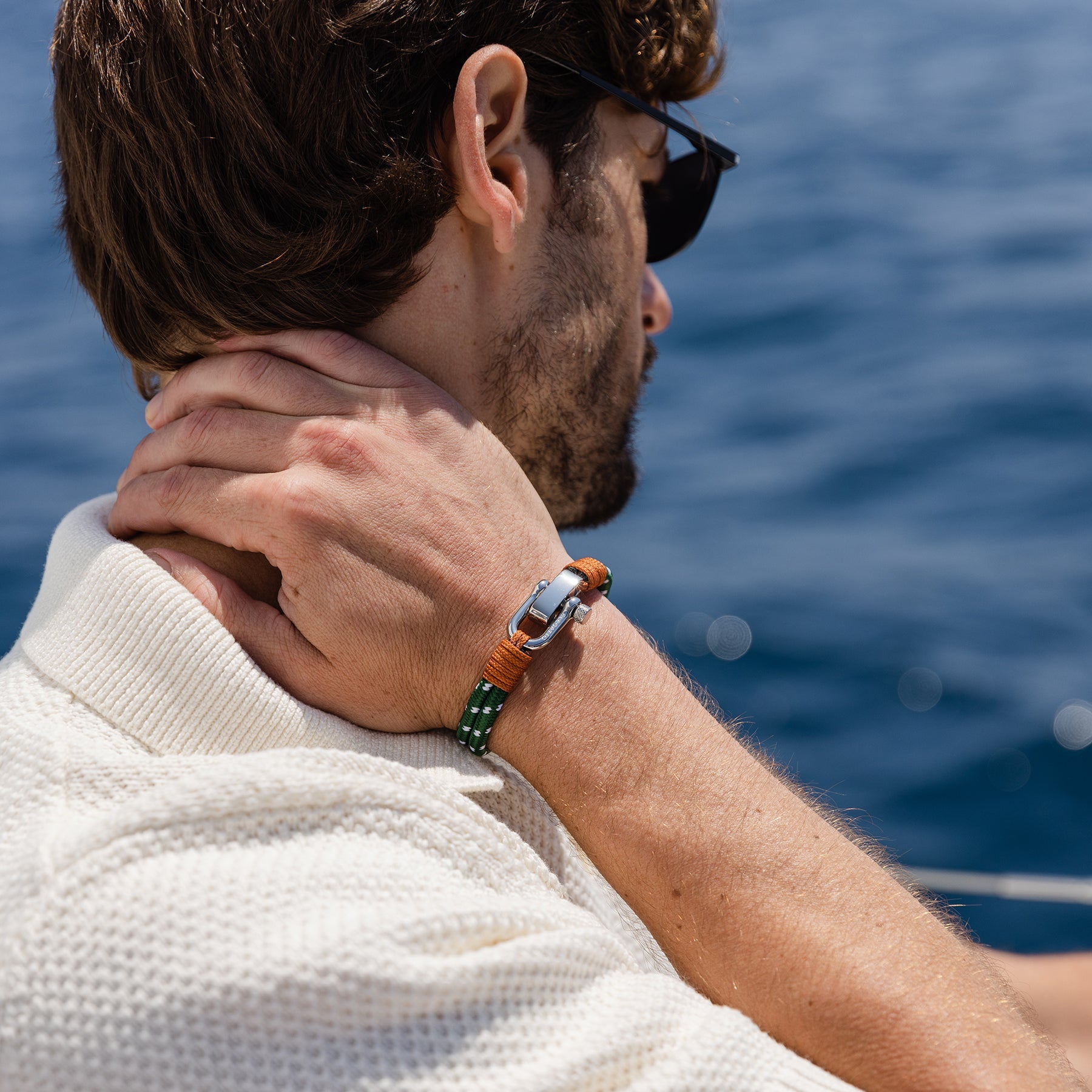 Double Wrap Nautical Rope Bracelet — Olive - Image 3