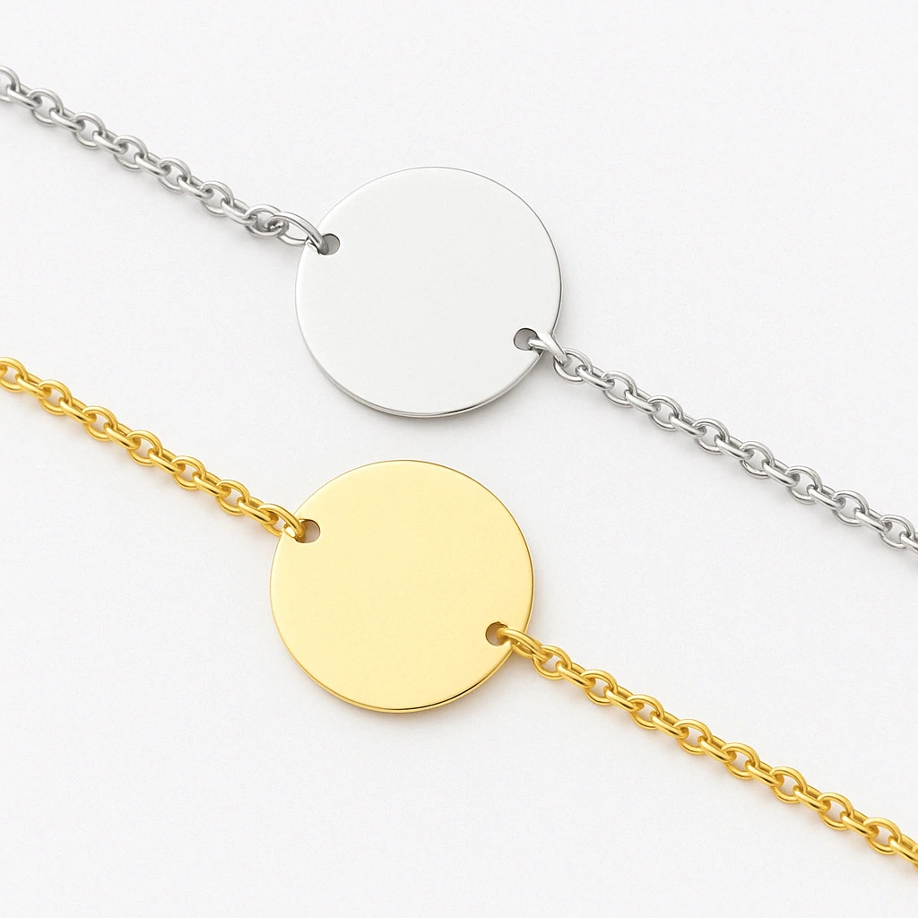 Delicate Round Engraved Bangle with Fingerprint - الصورة 2
