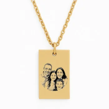 Luxury Stainless Steel Bar Necklace with Family Engraving