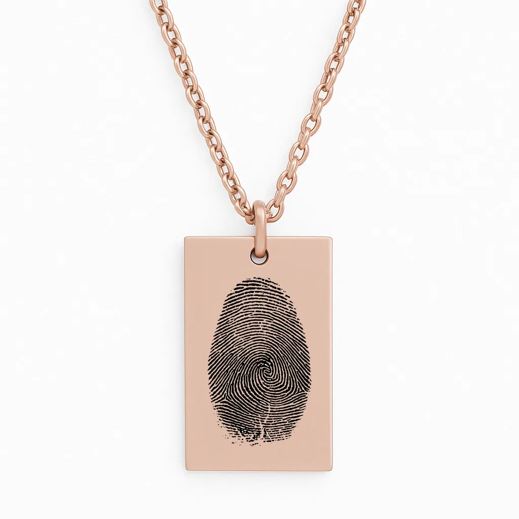 Luxury Stainless Steel Bar Necklace with Fingerprint Engraving