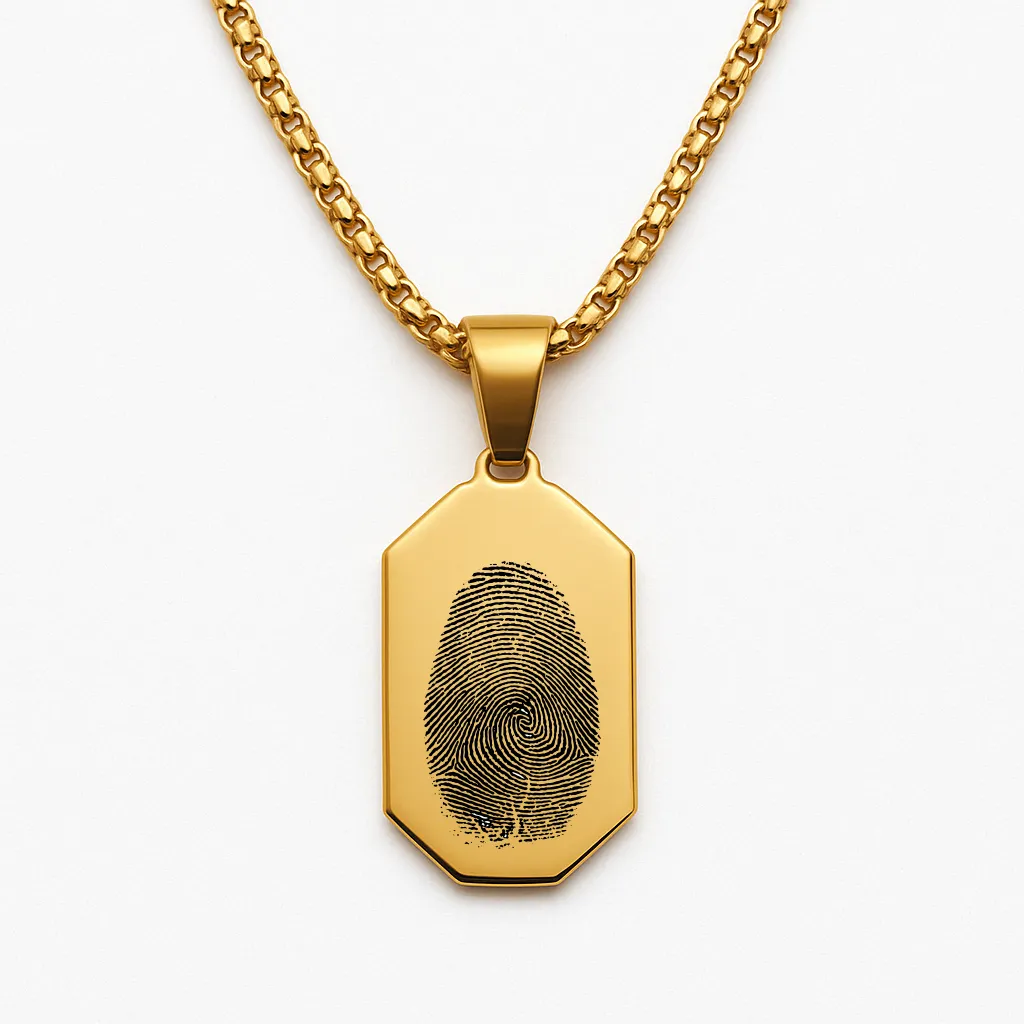 Luxury Stainless Steel Bar Necklace with Your Fingerprint