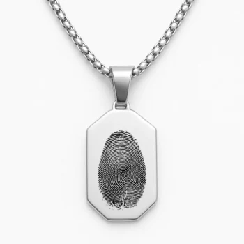 Luxury Stainless Steel Bar Necklace with Your Fingerprint