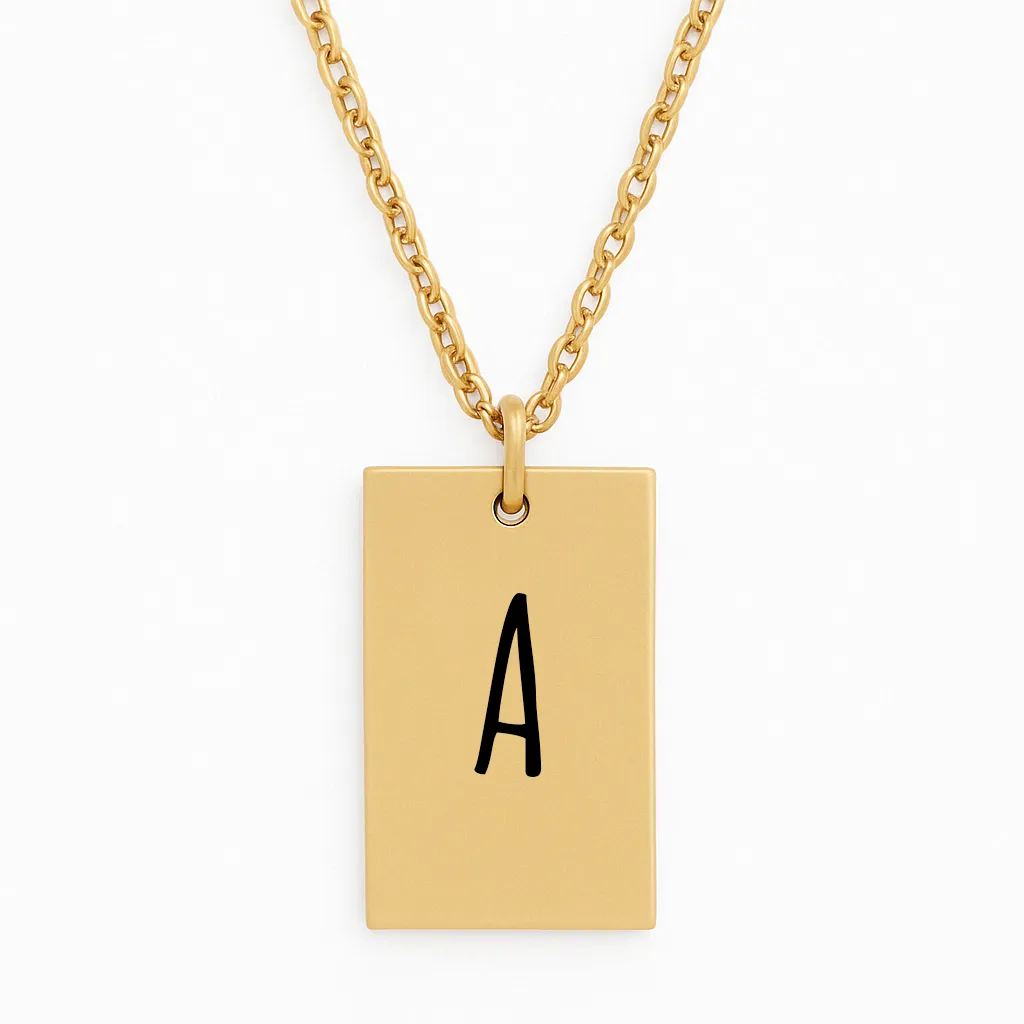 Luxury Stainless Steel Bar Necklace with Initial Engraving – Bild 3