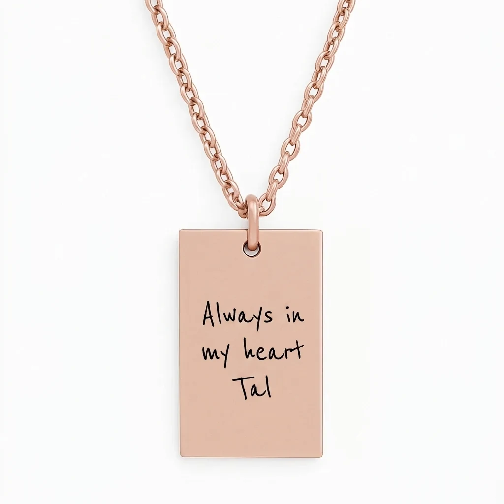 Luxury Stainless Steel Bar Necklace Engraved in Your Own Handwriting - Bild 3