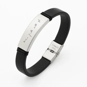 Leather Bracelet — Luxury Gift with Handwriting Engraving